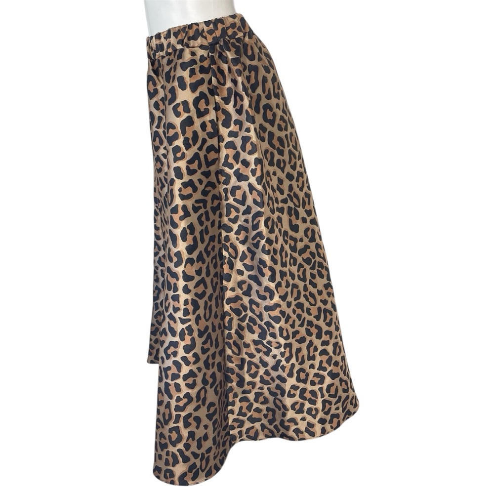 Leopard Print A-Line Midi Skirt in Brown - Picture 3 of 10
